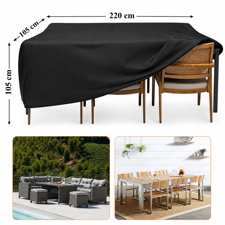 Pokrowiec Plandeka na Meble Ogrodowe Wodoodporny Stół Cateringowy 220x105x105 (6)