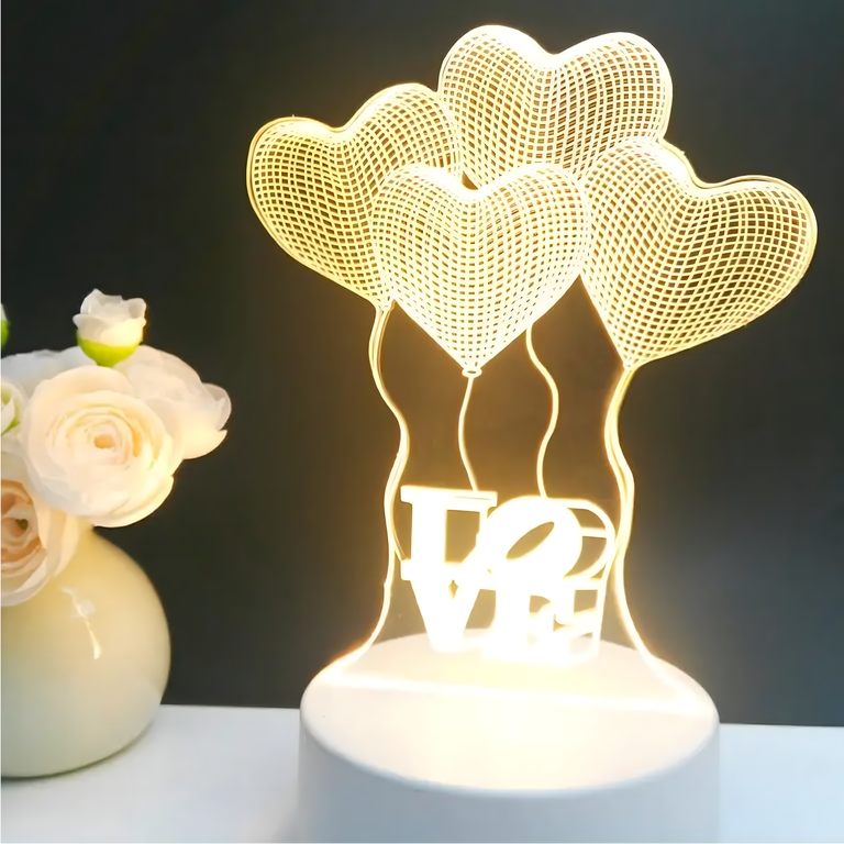 Lampka Nocna Love Serca 3D Illusion do Sypialni dla Dzieci Prezent USB (9)