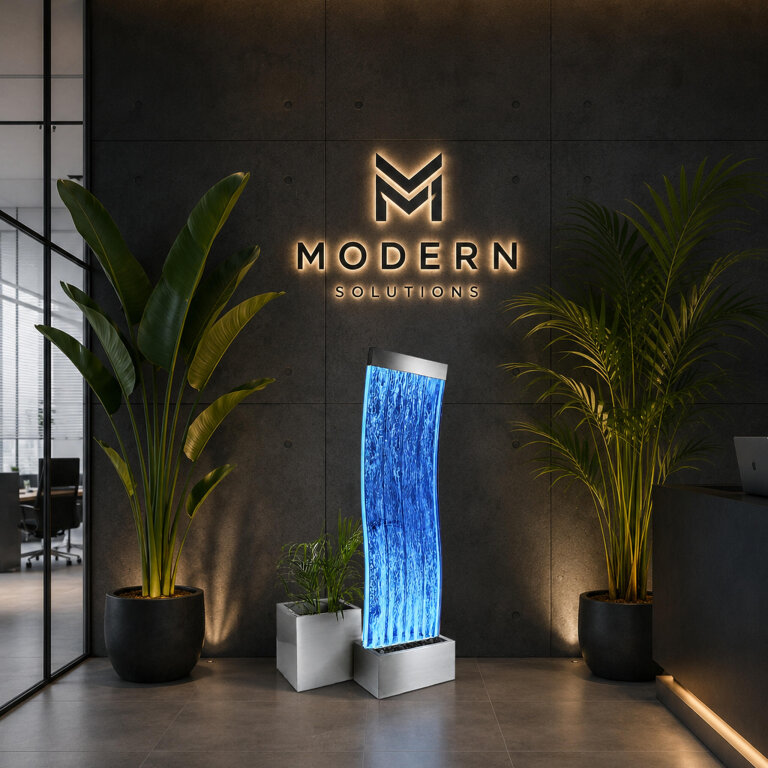 Wolnostojąca Ściana Ścianka Wodna Bąbelkowa Fontanna LED Kolory 183x50x28cm (13)