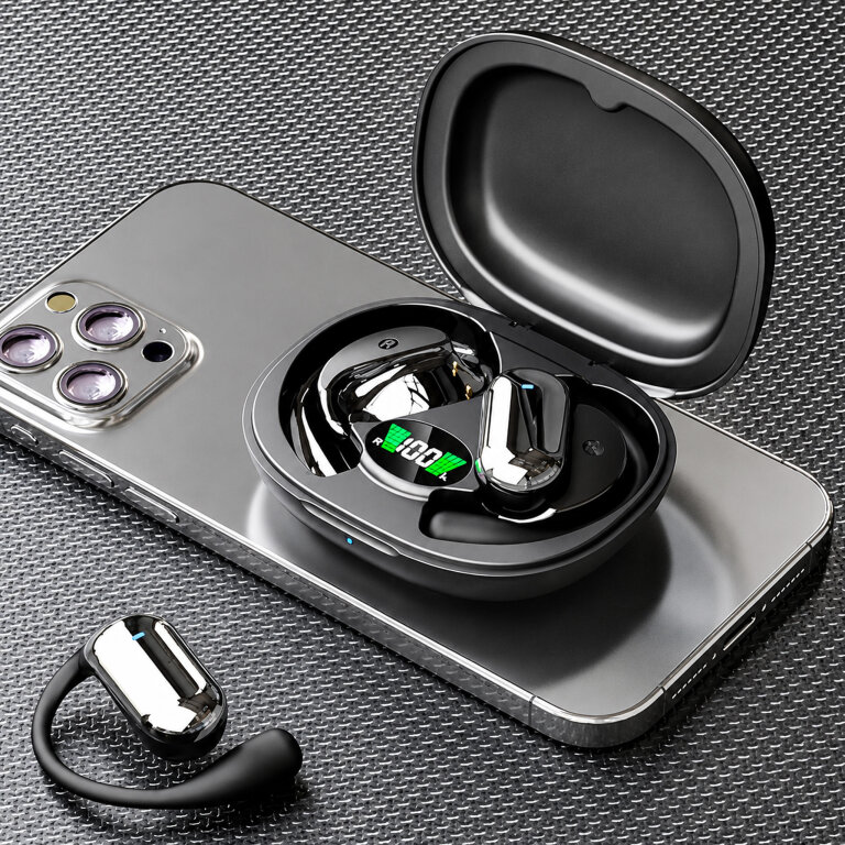 Słuchawki Bezprzewodowe Douszne Bluetooth Etui Powerbank Tłumacz AI Czarne (12)