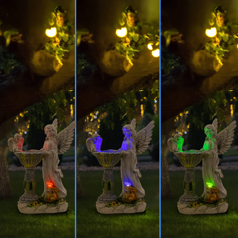 Figurka Świecznik Dekoracja Posążek Aniołek Solarny Led RGB do Ogrodu  (6)