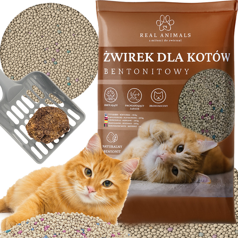Żwirek Bentonitowy Kota Naturalny 20 kg Zbrylający Bezpyłowy Ultrachłonny  (1)