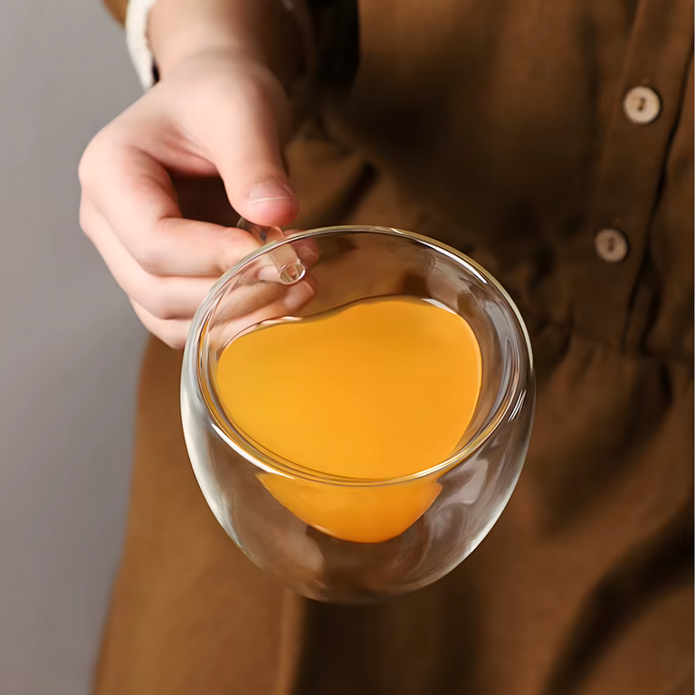 Kubek Miłosny Szklanka w Kształcie Serca Podwójna Ściana Żaroodporny 250 ml (18)
