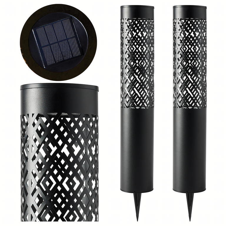 88x Lampa Ogrodowa Solarna Wbijana Słupek 71cm Dekoracyjna Pochodnia Latarnia 2szt. (2)