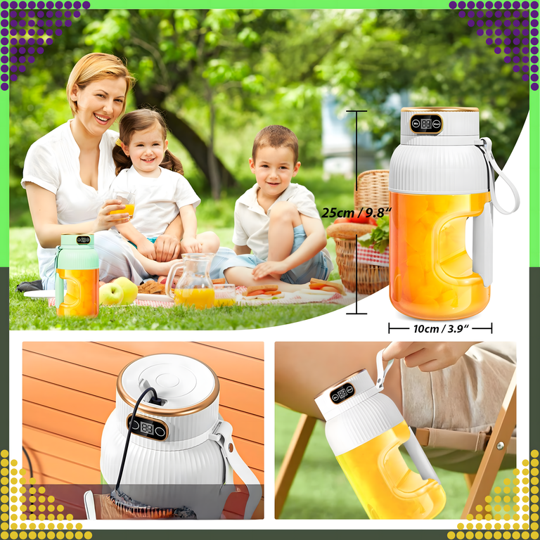 Przenośny Blender Mikser do Napojów Owoców Smoothie 1L Bezprzewodowy USB (9)