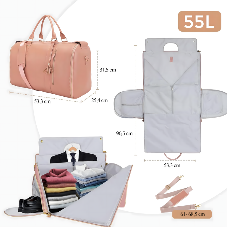 Składana Torba Podróżna Elegancka Biznesowa na Garnitur Sukienke 2w1 55L (6)