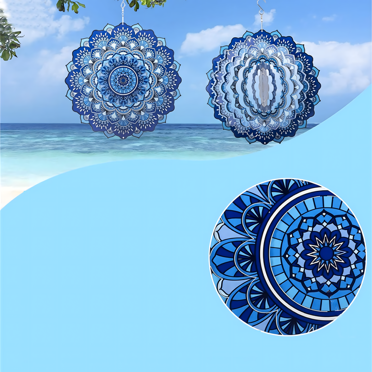 Wisząca Błystka Ozdoba Łapacz Wiatrowa 12” Mandala 3D do Ogrodu Pokoju  (7)