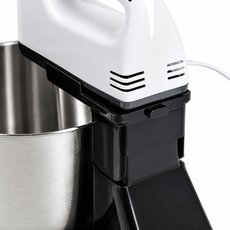 Robot Kuchenny Mikser Ręczny Mocny z Stalową Misą 7 Prędkości 100W Końcówki (8)
