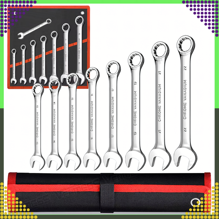 Zestaw Kluczy Płasko-Oczkowych 8 el. Klucze Płaskie Oczkowe Etui 8-22 mm (2)