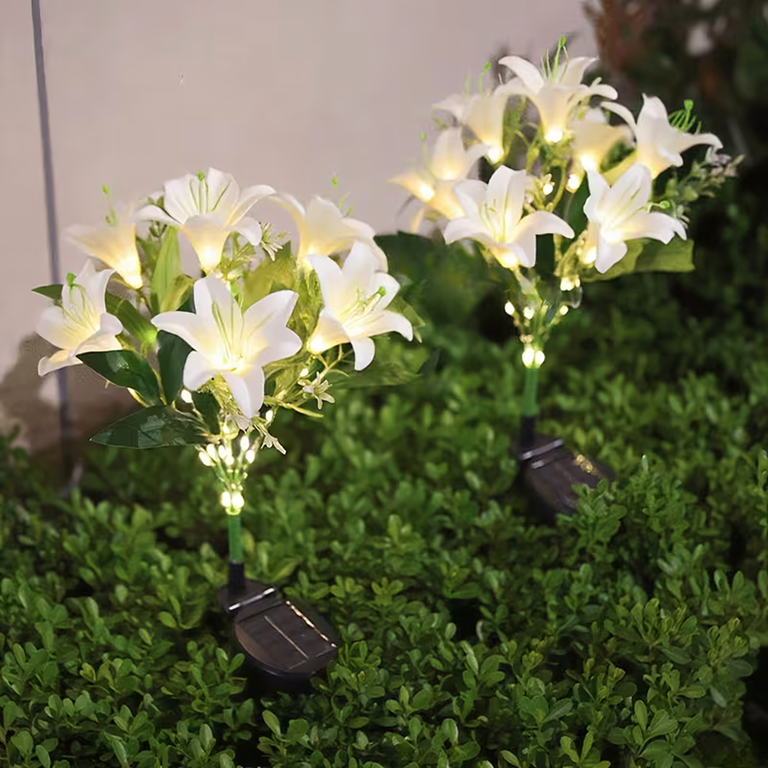 Lampa Solarna Ogrodowa Wbijna Kwiat Lilii Lilia Ozdoba Kwiaty Solarne Led (11)