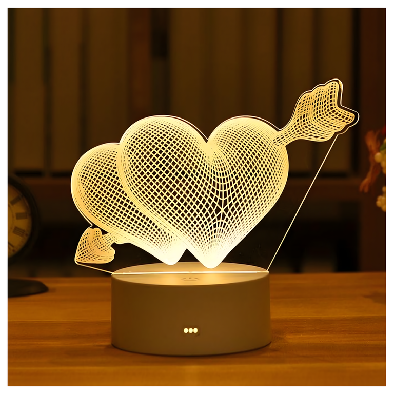Lampka Nocna Love Serca 3D Illusion do Sypialni dla Dzieci Prezent USB (1)