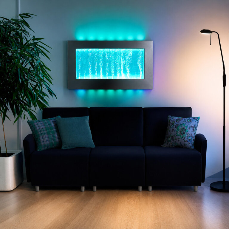 Wisząca Ściana Ścianka Wodna Bąbelkowa Fontanna LED RGB Kolory 95x55x11,5cm (9)