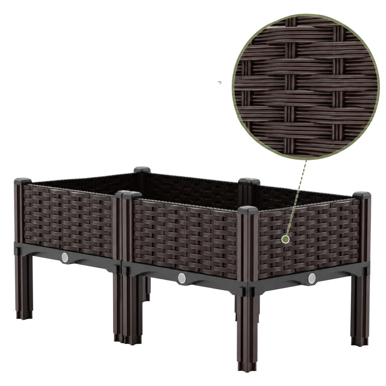 72 x Podwyższona Donica Ogrodowa do Kwiatów Warzyw Modułowa 80x40x38cm Brązowa (5)