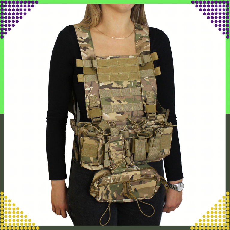 Kamizelka Taktyczna Wosjkowa Ochronna Molle Lekka Airsoft Zasobnik Asg (7)