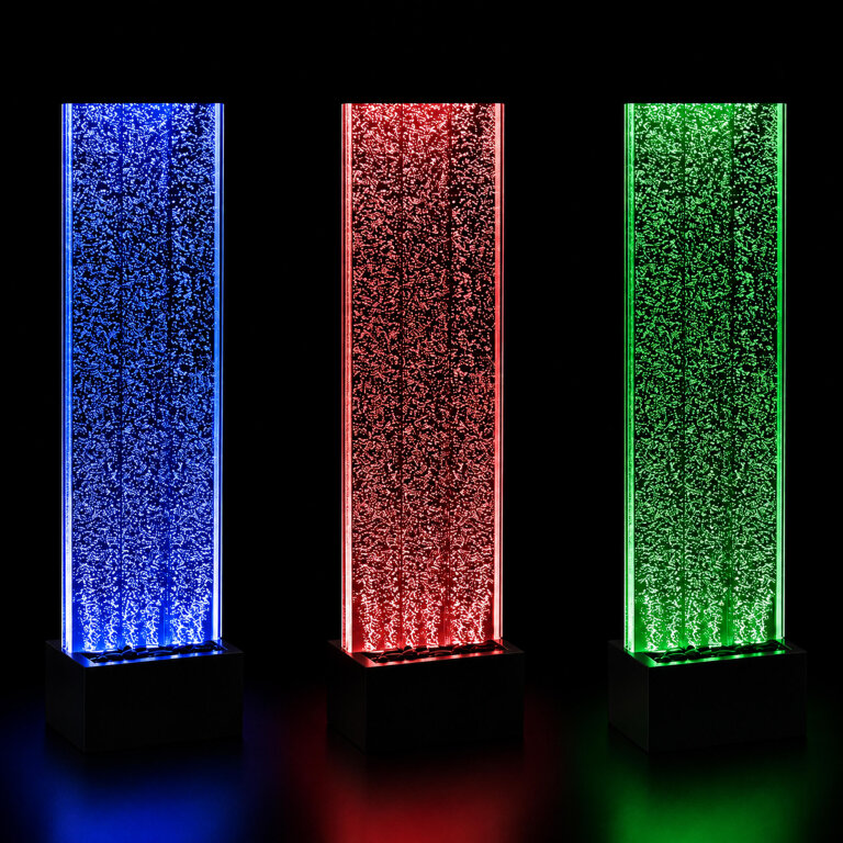 Wolnostojąca Ściana Ścianka Wodna Bąbelkowa Fontanna LED RGB Kolory 150x39x26cm (6)