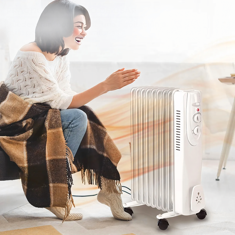 Grzejnik Olejowy Elektryczny Termostat Energooszczędny 1500W 7 Żebrowy Duży (12)