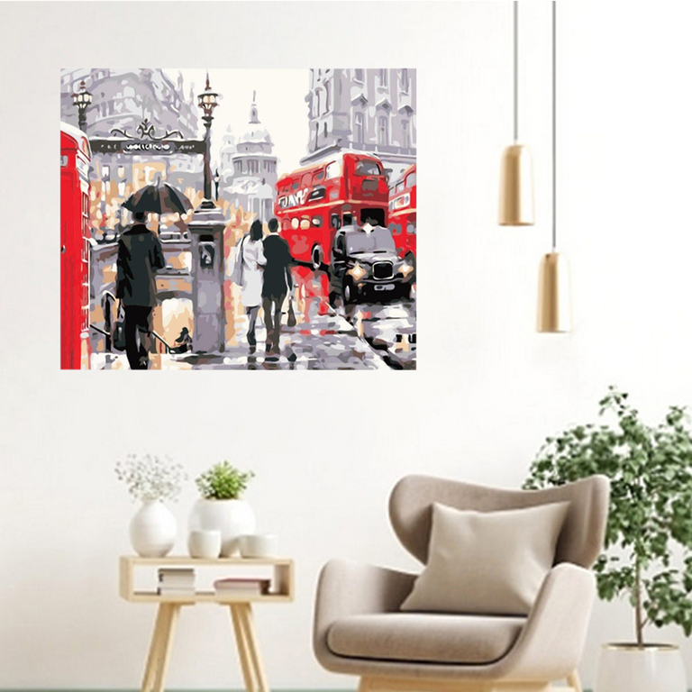 MALOWANIE PO NUMERACH OBRAZ Z RAMĄ  DIY ZESTAW PĘDZLE FARBY PŁÓTNO 30x40 (7)
