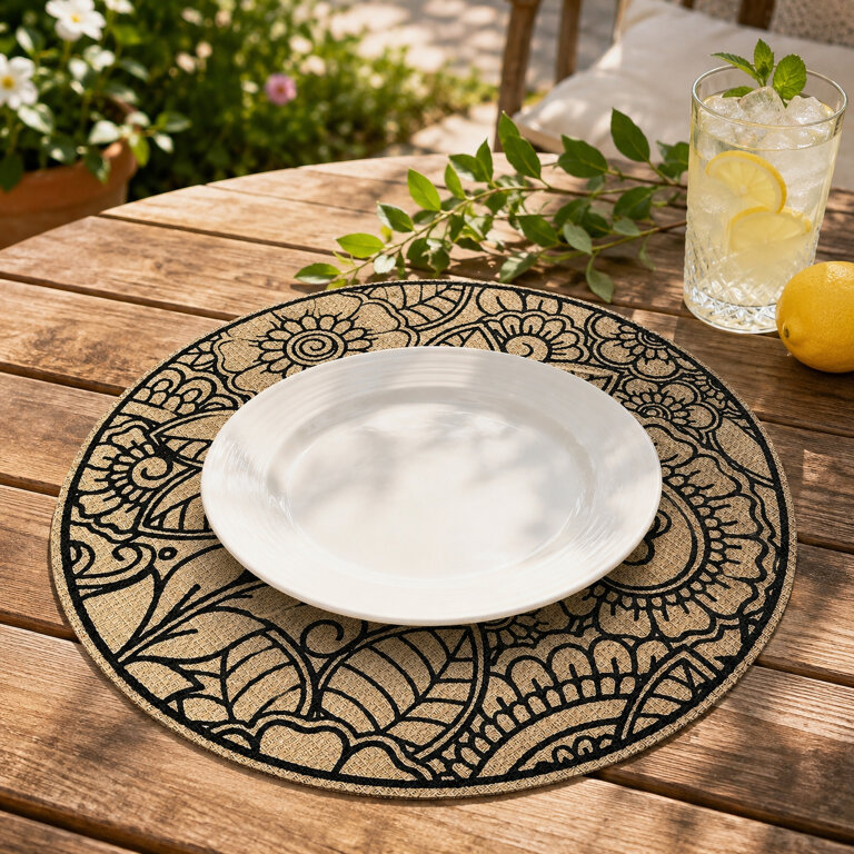 Podkładka Mata na Stół Blat pod Talerz Stołowa Okrągła Boho Ochronna 38 cm (9)