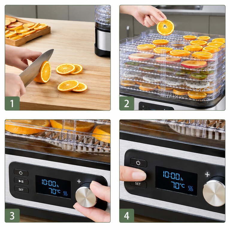 56x Suszarka Spożywcza do Grzybów Warzyw Owoców Pojemna Timer 5 Półek LCD (7)