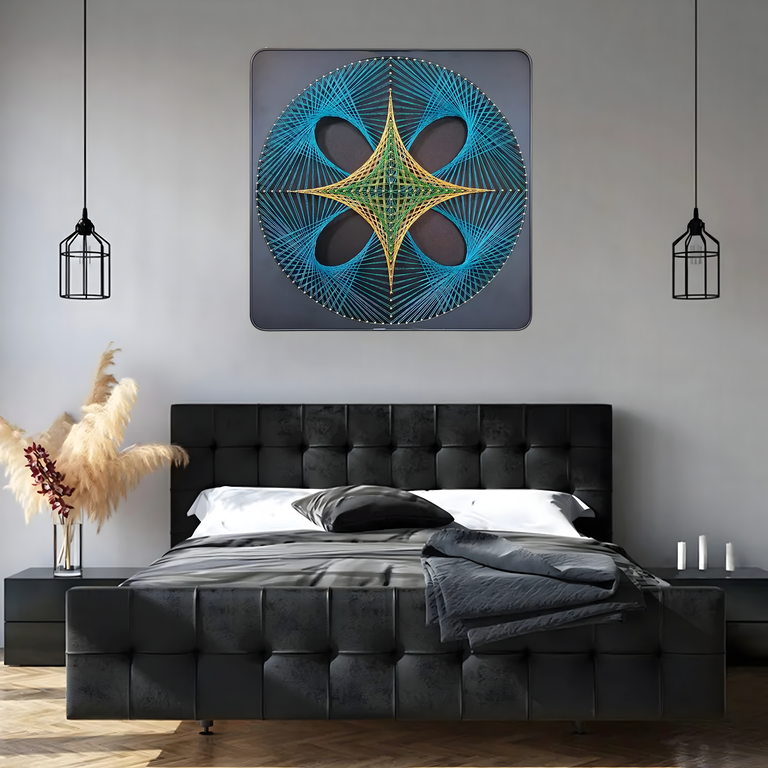 Zestaw Kreatywny Do String Art Przeplatanka Obraz z Nici Ramka 40x40 cm (2)
