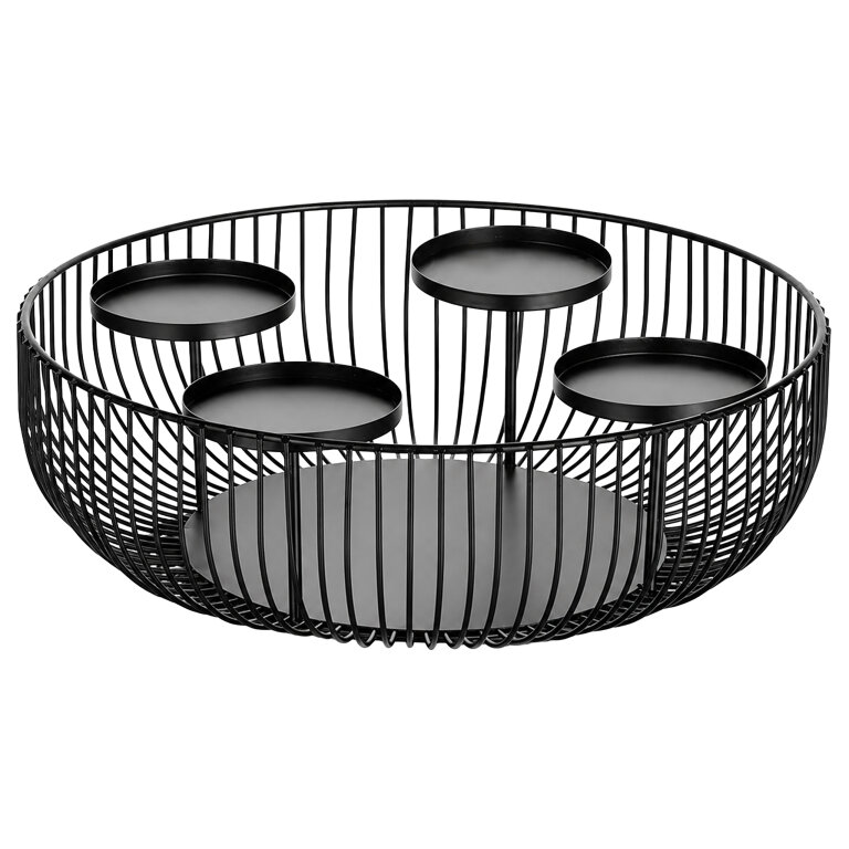 Metalowy Świecznik Okrągły Kosz na 4 Świece Adwentowy Ozdobny Stroik 30cm  (3)