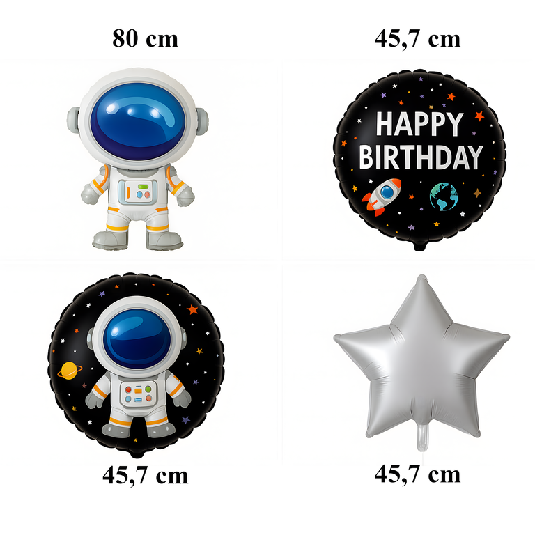 Zestaw Balonów Foliowych na Urodziny Kosmos Astronauta Gwiazdy 5 szt  (6)