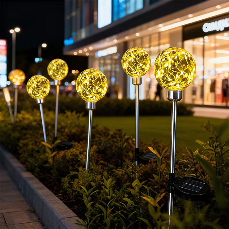 Lampy Lampki Solarne Ogrodowe Wbijane Lampa Led Kula Wodoodporne 4 szt  (15)