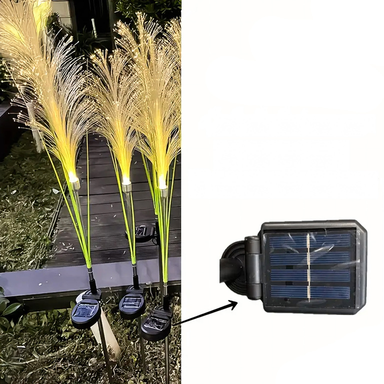 2x Lampa Ogrodowa Solarna Wbijana Trawa Pampasowa Ozdobna Panel Led 85cm (2)
