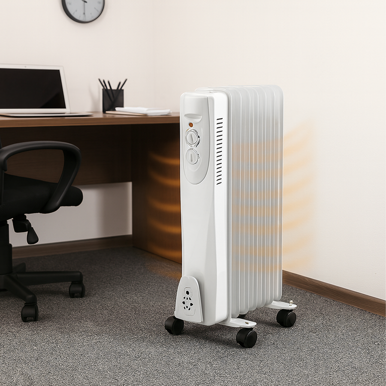 Grzejnik Olejowy Elektryczny Termostat Energooszczędny 1500W 7 Żebrowy Duży (10)