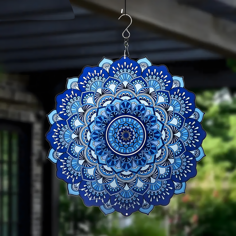 Wisząca Błystka Ozdoba Łapacz Wiatrowa 12” Mandala 3D do Ogrodu Pokoju  (14)