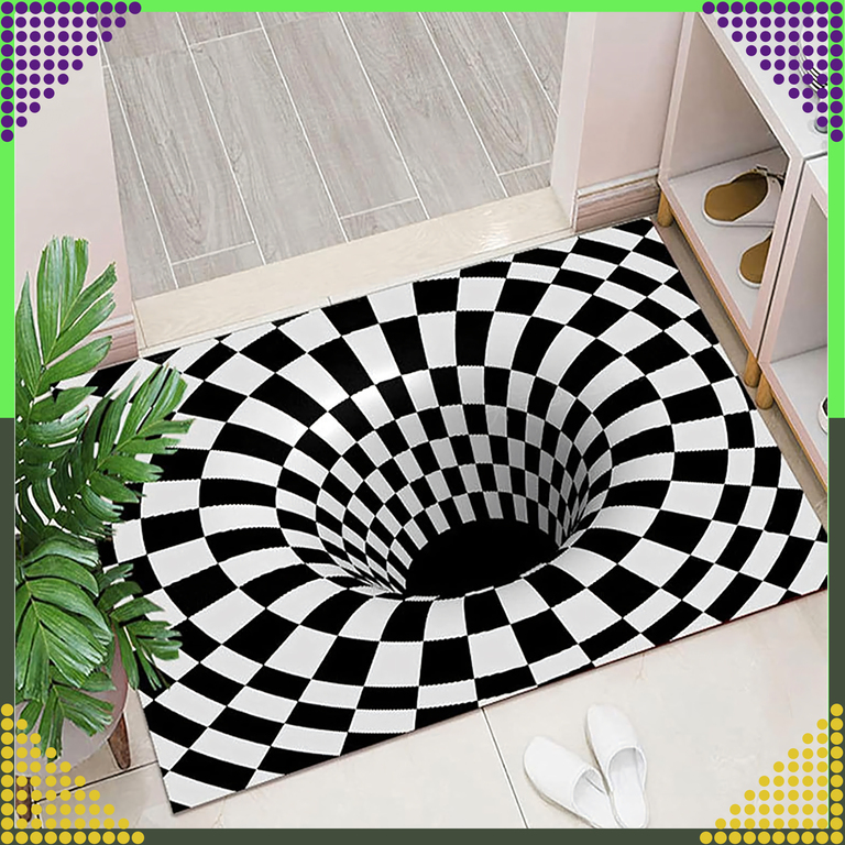 Chodnik Dywanik Mata Wycieraczka z Efektem 3D Iluzja Biała Dziura 60x40cm (7)