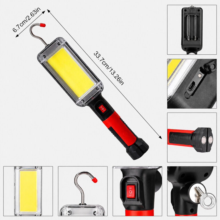 Latarka Lampa Warsztatowa Kanałowa Led z Hakiem Magnesem 700 Lm 20 W Mocna (6)