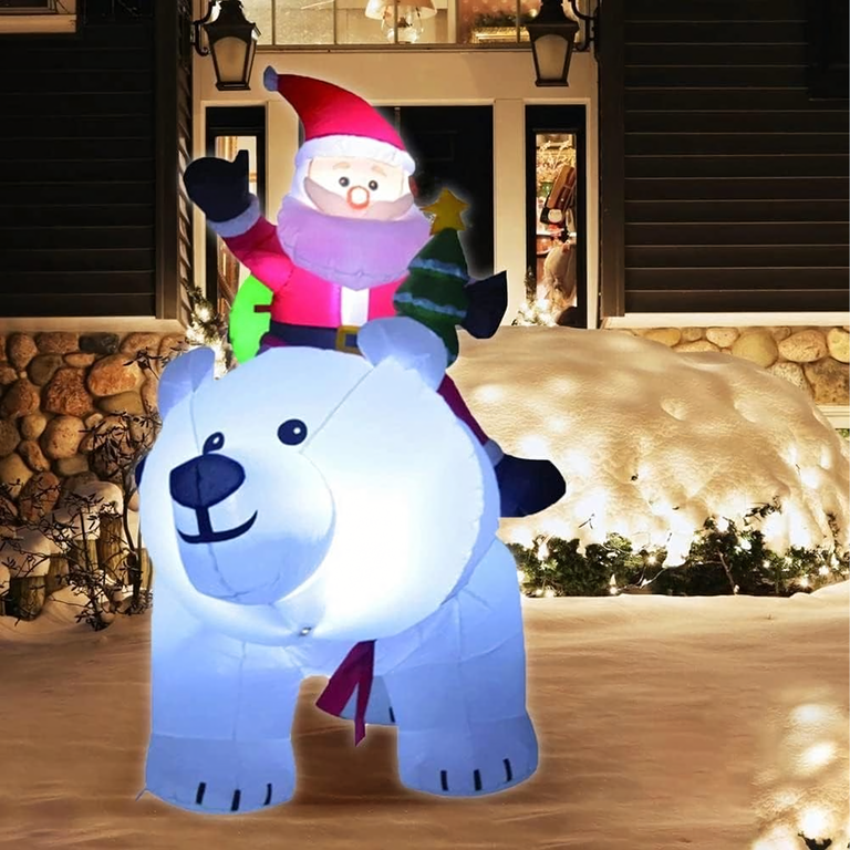 Dekoracja Świąteczna Mikołaj Dmuchany na Niedźwiedziu Misiu Led XXL 210cm (9)