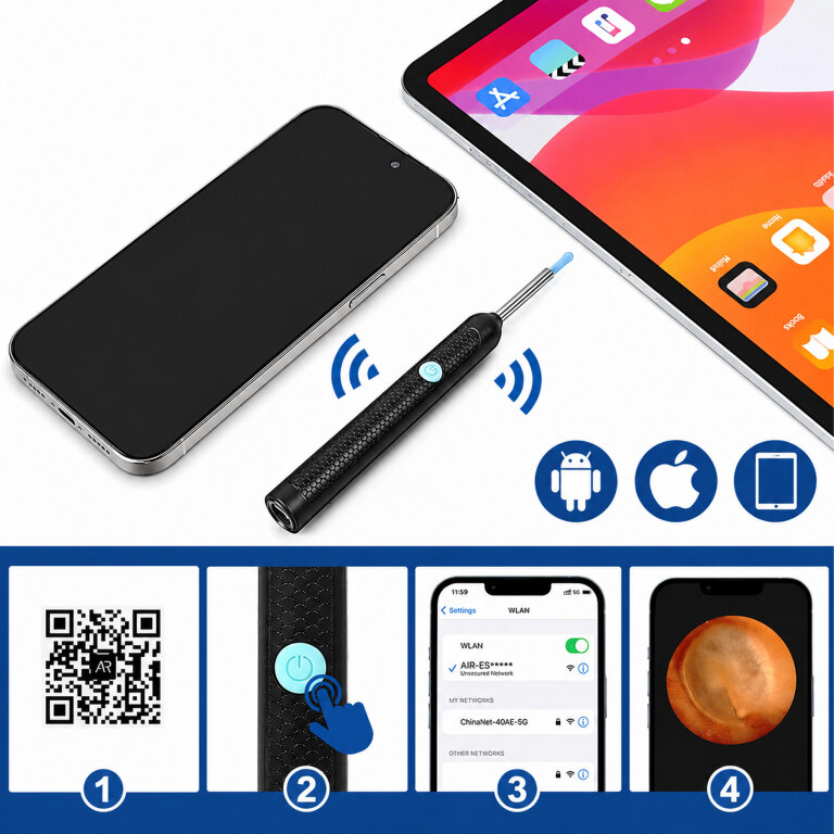 Otoskop Kamera do Czyszczenia Uszu Usuwania Woskowiny Smart HD Endoskop  (5)