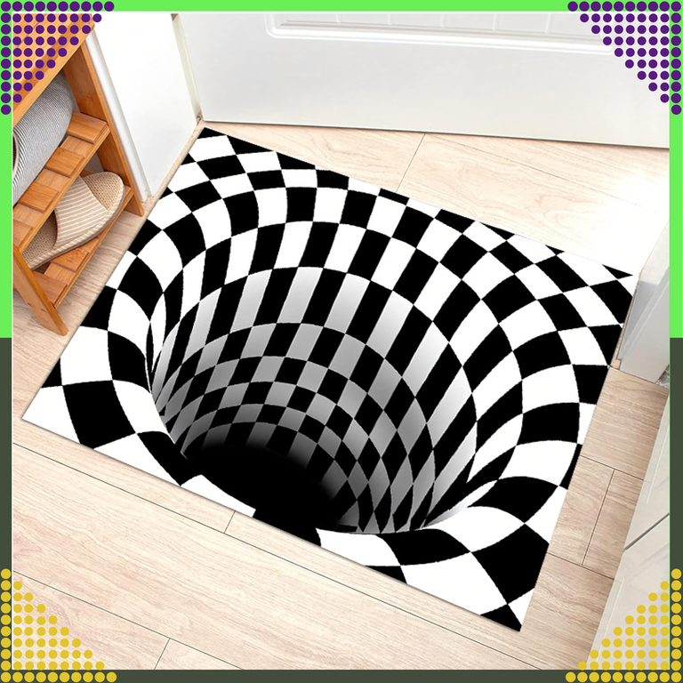 Chodnik Dywanik Mata Wycieraczka z Efektem 3D Iluzja Biała Dziura 60x40cm (13)