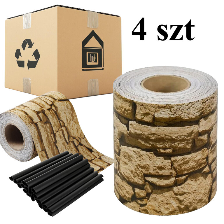 4 x Taśma Ogrodzeniowa 19cm x 35m Osłona Panelowa na Ogrodzenie Płot UV Kamień (1)