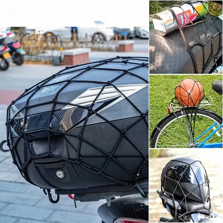 Siatka Guma Bagażowa na Kask Kufer Quad Motocyklowa Rowerowa Haki 30x30cm  (9)