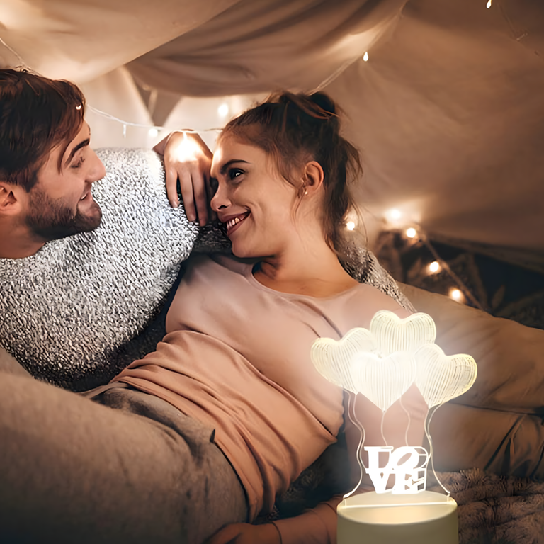 Lampka Nocna Love Serca 3D Illusion do Sypialni dla Dzieci Prezent USB (12)