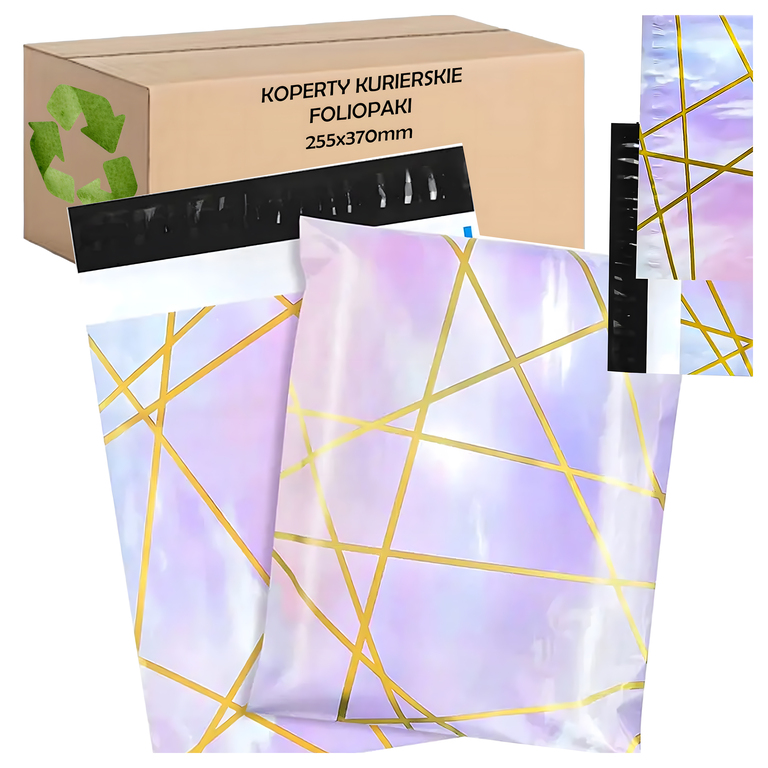 FOLIOPAKI KURIERSKIE MOCNE KOPERTA 255X370 FIOLETOWO ZŁOTE 50SZT. (1)