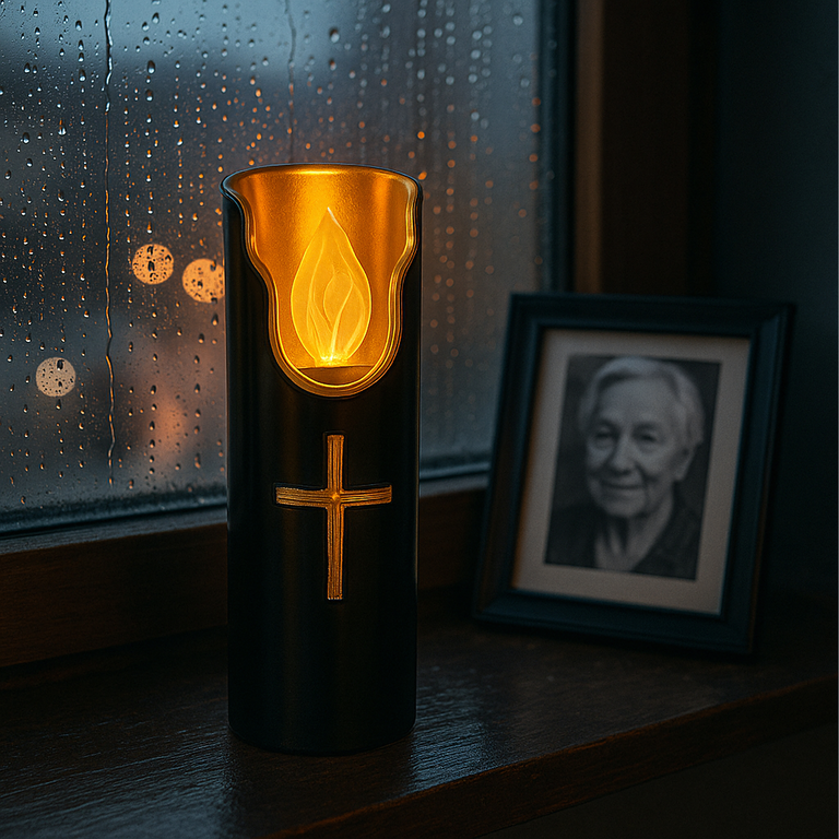 Świeca Led na Baterie Czarna Świeczka Efekt Płomienia 15cm Wkład do Zniczy (13)