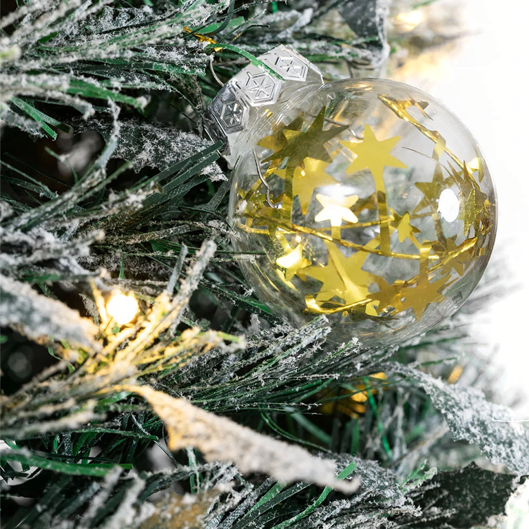 Choinka Świąteczna Udekorowana Ozdobna Gotowa Składana 210cm Lampki Bombki  (7)