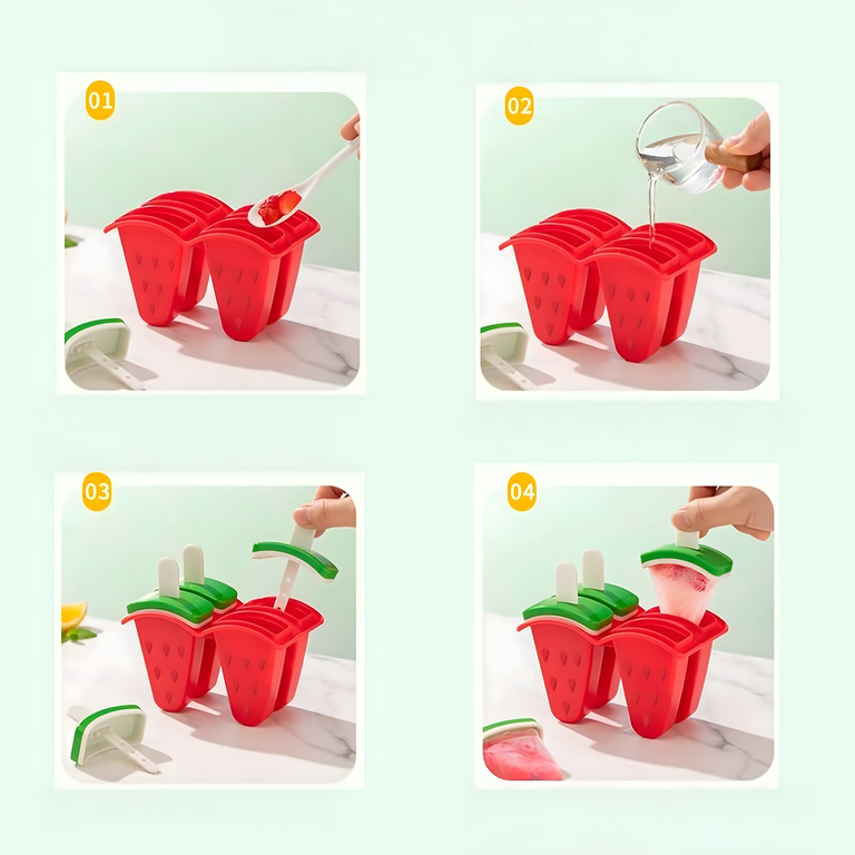 Foremki Forma do Lodów na Patyku Domowe Sorbet Lody Foremka Arbuz 6 szt (8)
