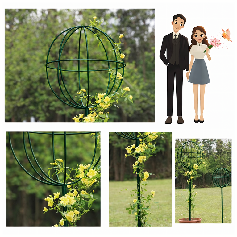 Pergola Ogrodowa Tarasowa Metalowa Podpora do Pnączy Róż Kwiatów 50x10cm zielona (11)
