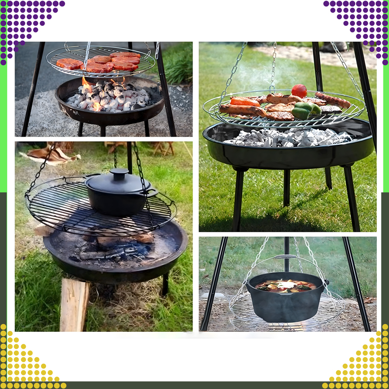 Palenisko Trójnóg Grill Ogniskowy Ogrodowy Wiszący Duży Ognisko Ruszt  (9)