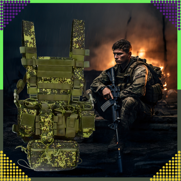 Kamizelka Taktyczna Wosjkowa Ochronna Molle Lekka Airsoft Zasobnik Asg (11)