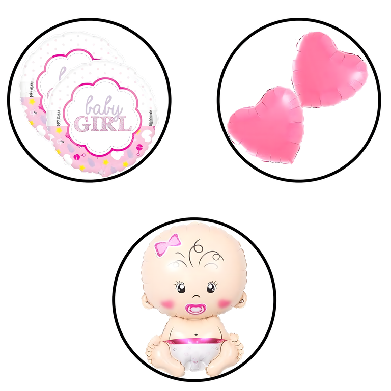 Balony na Baby Shower Bobas Dziewczynka Baby Girl Zestaw 5 szt Gwiazdki  (4)