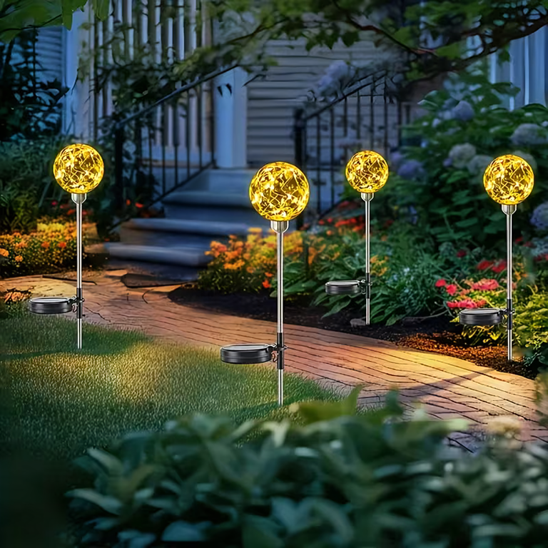 Lampy Lampki Solarne Ogrodowe Wbijane Lampa Led Kula Wodoodporne 4 szt  (11)