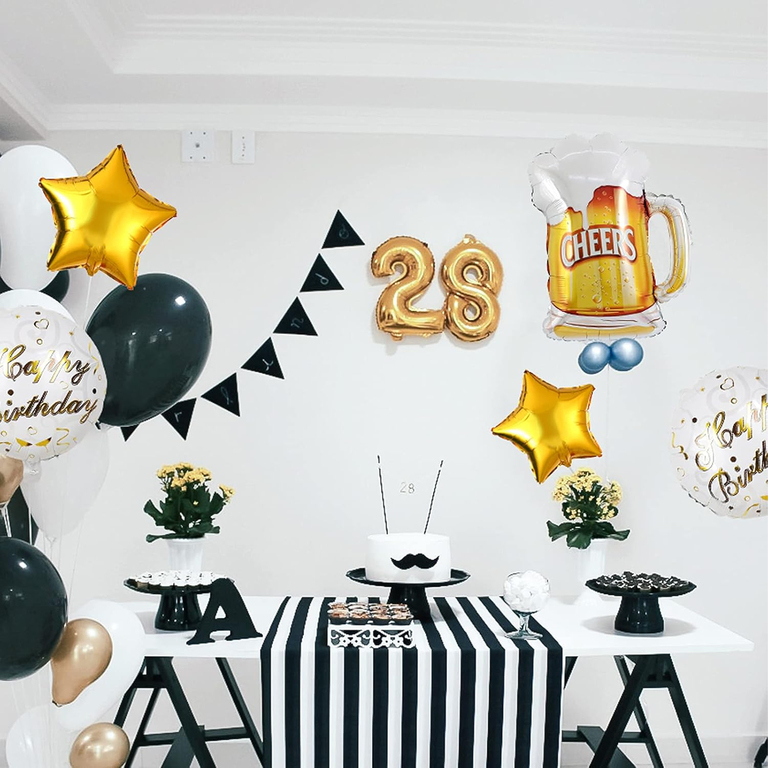 Zestaw Balonów Urodzinowych na Imprezę Kufel Piwa Cheers Urodziny Prezent (12)