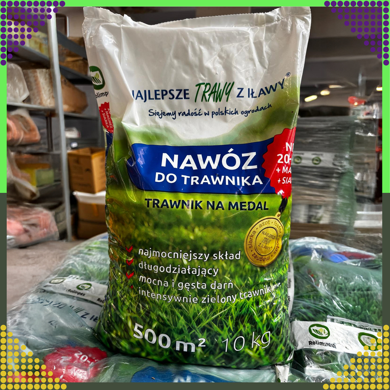 Nawóz do Trawnika Trawy Wieloskładnikowy NPK 20-8-10 Granulat 10 kg 500 m  (3)