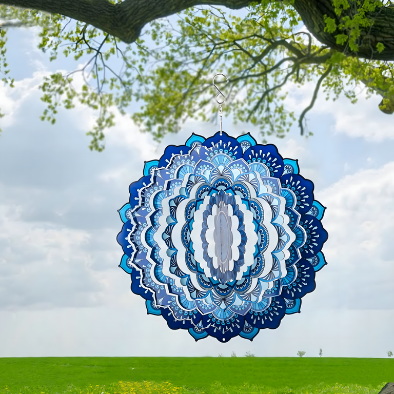 Wisząca Błystka Ozdoba Łapacz Wiatrowa 12” Mandala 3D do Ogrodu Pokoju  (6)